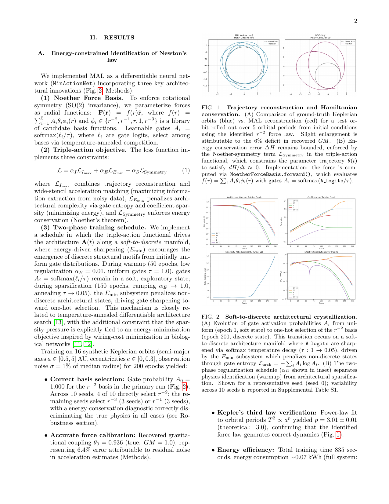 Trajectory reconstruction and Hamiltonian conservation under the Triple-Action functional